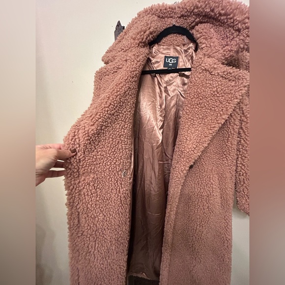 UGG GERTRUDE LONG TEDDY COAT WOMEN SIZE LARGE FIREWOOD Size M. Oversized - Picture 7 of 11